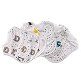 FlyIdeas Set Bavaglini Neonato Impermeabili, 5pz - Bavette Pappa Svezzamento Doppio Strato in Cotone Idrorepellenti Regali Utili Allattamento Bebe (SMALL 0-12)