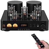 Juson Audio JTA100 200 W Amplificatore valvolare per tubi sottovuoto,ibrido integrato con Phono, BT 5.0 Optimal, ingresso RCA RCA e uscita cuffie 2.1CH Class AB HiFi Home Audio Amp per giradischi