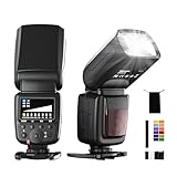 PHOTOOLEX Flash Speedlite per Canon Nikon Sony Panasonic Olympus Fujifilm Pentax Sigma Minolta Leica e Altre SLR Digitale Film SLR Videocamere e Fotocamere Digitali con Single-Contact Hot Shoe