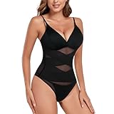 Tuopuda Body Contenitivo Modellante Donna, Bodysuit Shaper Perizoma Guaina Contenitiva Shapewear Intimo Snellente Pancia Piatta Dimagrante Shaping con Reggiseno Sheer Mesh Fajas, Nero, L