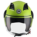 BHR Casco Demi-Jet 804 TOP| Casco Scooter Omologato ECE | Casco Motorino con Visiera Antigraffio e Sgancio Micrometrico | Giallo Fluo | L