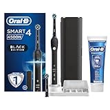 Oral-B Spazzolino Elettrico Ricaricabile Smart 4 4500 Nero, 2 Testine, 1 Custodia da viaggio, 1 Spazzolino +1 Dentifricio Pro-Expert Pulizia Profonda