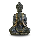 Zen 'Light Statua di Buddha Meditazione, Resina, Bonzo, 15 x 24 x 37.5 cm