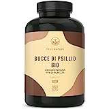 Bucce di psillio BIO - 360 capsule vegane (750 mg) - Alto dosaggio - 4500 mg dose giornaliera - Origine: India - 88% di fibre - Testato in laboratorio, produzione tedesca - TRUE NATURE