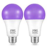 Litake Lampadina LED UV, 11 W E27 Luce Nera UV, 385-400nm Lunghezza d'onda UVA Black Light Illuminazione Ultravioletto per Halloween, Feste, Club, Bar, Body art, 2 Pezzi