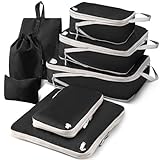 Organizer Valigia 8 Pezzi Set, Packing Cubes Compression Organizzatori Valigia Viaggio Vacanze e Viaggi, Organizer Valigie Set, Viaggio Accessori Utili