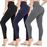 ACTINPUT Leggins Donna Vita Alta Leggings Fitness Sportivi Donna Pantaloni Yoga Controllo della Pancia Opaco Elastici Morbido Leggings（Nero/Grigio/Blu,S-M）