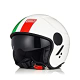 ORIGINE Casco Jet Moto Casco Aperto Scooter Omologato ECE con Visiera (BASIC ITALY WHITE,M)