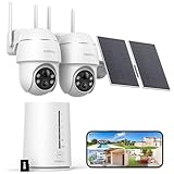 COOAU 4MP Telecamera Wi-Fi Esterno Senza Fili,Kit 2 Cam e Oannello Solare,Sistema di Sicurezza Domestica,360°,Visione Notturna a Colori,Rilevamento di Movimento,Nessun Canone Mensile,IP66,Cloud