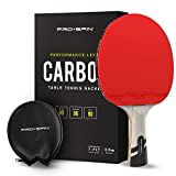 PRO SPIN Racchetta Ping Pong in Fibra di Carbonio - 7 strati, Gomma Offensiva, Spugna 2 mm e Custodia - Confezione da 1 - Dai il Massimo con la Racchetta Ping Pong Serie Élite in Carbonio