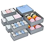 DIMJ Organizer Cassetti, 12 Pcs Non Tessuto Cassetto Organizer, Divisori per Cassetti, Scatola di Immagazzinaggio Pieghevole, Grigio Classico