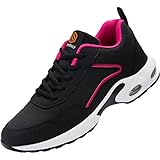 DYKHMILY Scarpe Donna Sneakers Cuscino d'Aria Scarpe da Lavoro Leggere Scarpe Antinfortunistiche Comodo Scarpe da Industria Edilizia(Nero Rosa,37EU)