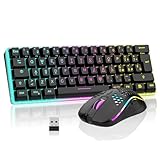 RedThunder 60% Tastiera da Gioco Meccanica Senza Fili, Retroilluminazione Dinamica RGB, Mouse a Nido D'ape Leggero da 3200 DPI, Tastiera Ultracompatta, 62 Tasti Antiriflesso, Layout IT per PC/PS5-Nero