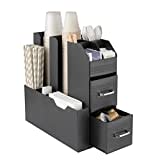 Baroni Home Coffee Station Porta Caffè Professionale, 11 scomparti, Porta Capsule con Divisione a Scomparti, capacità 55 capsule, Organizzatore per Caffetteria con Cassettiera, Nero