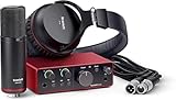 Focusrite Scarlett Solo Studio (4° gen.), pacchetto con interfaccia audio USB per cantautori e produttori, microfono a condensatore e cuffie, ideale per registrazioni, streaming e podcast