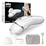 Braun Silk-expert Pro 3 Epilatore LUCE PULSATA, Alternativa al laser, Ideale per Zone Sensibili, Viso, Bikini e Ascelle, 2 Testine, Rasoio, Custodia Viaggio, Idea Regalo, PL3133 Bianco e Argento