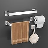 GOOPOOL 4 Pezzi Portasciugamani Set di Accessori di Ferramenta di Bagno di Parete, per Asciugamani, 40cm, Porta Salviette e Carta Igienica, Ganci SUS304 Acciaio Inossidabile Argento Brillante