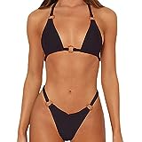 TTPSRY Donna Costume da Bagno Triangolo Bikini Due Pezzi Costumi da Bagno Reggiseno Spiaggia Thong Imbottito Beachwear (Nero/M)