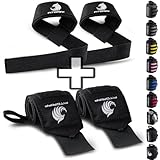 Fitgriff® Straps + Polsini per Palestra (1 Set) - Polsiere Gym e Fasce Sollevamento Pesi - Accessori Fitness (Black Original)