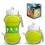 CODiLLO Borraccia, Borraccia Bambini, Borraccia ragazzi, Borraccia pieghevole, Borraccia silicone, Borraccia senza BPA, Borraccia bambino, Idea regalo (sport, Tennis)