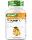 Vitamina C 1000mg - 365 compresse in un anno di fornitura - Effetto Rilasciato nel Tempo - Vitamina C + Estratto di Rosa Canina + Bioflavonoidi di Agrumi - Vegan - Altamente Dosato