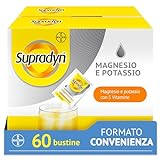 Supradyn Magnesio e Potassio Integratore Multivitaminico con Vitamine B, Vitamina C e Sali Minerali per Stanchezza, Caldo e Sport, 60 Bustine Effervescenti Senza Zucchero, Gusto Arancia