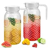 ADERTOS 2 Brocche per Acqua da 1 Litro, Caraffa Acqua in Acrilico Infrangibile, Brocca Acqua da Tavola con Tappo, Brocche in Plastica per Acqua Succhi di Latte Tè Freddo, Limonata (Senza BPA)