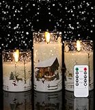 jutyum Set 3 Candele Led, Candele Natalizie Decorative, Candele Finte con Telecomando e Temporizzazione, Decoration de Noel, Addobbi Natalizi per la Casa, candele a led per Vacanze, Feste, Natale