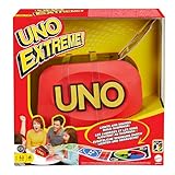 Mattel Games, UNO Extreme, Gioco di Carte con Spara, Luci e Suoni Divertenti, 112 Carte, Carta Colpo Extreme, Regalo per Bambini 7 + Anni e Adulti, GXY75