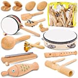 Jojoin Strumenti Musicali Bambini - 20 Pezzi Set Strumenti Musicali Percussioni in Legno - Tambourine Percussioni per Bambini - Giocattoli Musicali Educativi Regalo di Compleanno di Natale