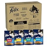 Purina Felix Le Ghiottonerie Cibo Umido per Gatti con Manzo, Pollo, Merluzzo e Tonno, 80 Buste da 85g