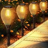 Collasis Luci Solari Esterno, 4 Pezzi Luci Solari da Giardino Aggiornato Metallico Vintage Bianco Caldo IP65 Impermeabile Auto On/Off Lampade Solari da Giardino per Patio, Cortile, Vialetto, Prato