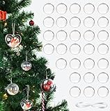 30pcs Palla di Plastica Acrilico con 50m corda, Palline in acrilico, Decorazioni Albero di Natale, Trasparente Palle di Natale Ornamento di Plastica da Riempire Bandana per cani e animali domestici,