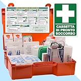 FARMA4 cassetta medica primo pronto soccorso COMPLETA DI MISURATORE DI PRESSIONE e CARTELLO DI PRIMO SOCCORSO conforme DM 388 allegato 1 per aziende con 3 o più lavoratori