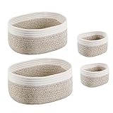 Set di 4 Cestini Portaoggetti in Corda di Cotone Intrecciata, Comius Sharp Cestino Portaoggetti Fasciatoio Organizer, Cestino Portaoggetti Impilabile per Vivaio Soggiorno Bagno Tavolo Decorativo