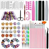 JOYBOY Nail Art Design Set Kit,Nail Art Design Kit di Decorazione Set 107pcs,Nail Art Pennelli Dotting Pen Nail Paillettes Strisce Colorate Unghie Decorazione Paillettes Glitter ecc Nail Art Kit