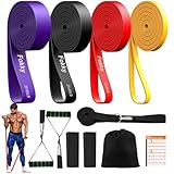 Fokky Elastici Fitness di 4 Livelli di Resistenza, Elastico Fitness con Ancoraggio Porta, Maniglie e Cover Protettiva, Elastici Palestra per Allenamento Stretching Powerlifting Resistenza