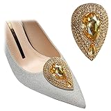 YOGAYE 2 clip per scarpe rimovibili a forma di goccia d'acqua, abbellimento per scarpe, fibbia per scarpe in metallo con strass, per la festa di nozze delle signore