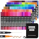 Tongfushop Brush Pen, 120 Colori Pennarelli Doppia Punta, Pennarelli Acquerello per Disegno per Adulti e, Brush Pen Lettering per Colorare, Disegnare Journaling e Calligrafia