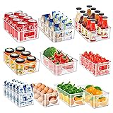 Tallgoo Set di 10 Organizer per Frigorifero,organizer da cucina(2 taglie),Organizer Frigo Impilabili con Maniglia per Cucina, Armadietti,Bagno