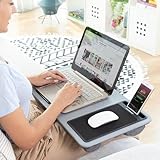 InnovaGoods® Scrivania portatile per computer con cuscino XL Deskion, lavora o studia comodamente ed ergonomicamente, con un design da scrivania e cuscino XL, ideale per casa e ufficio.