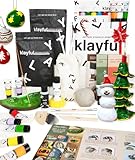 Klayful Kit per Principianti con Argilla che si asciuga all'aria 3kg, Strumenti, Colori, Pennelli, Base Bianca, Sigillante, Tessuto, Istruzioni Incluse (Colori Classici)