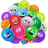 YOUYIKE 20/50/100/200 Pièces Ballons Emoji, 12 Pouces Ballons Smiley de Fête de Couleurs, Ballons en Latex Série Émotion, Ballons Emoticones Enfants, pour Fêtes, Anniversaire, Déco(100)