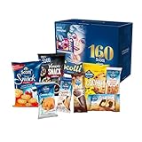 Riso Scotti Box 32 Snack Dolci e Salati in Monoporzione Gemme di Riso, Biscake, Cannoli di Riso, Croccante Arachidi, Brownie, Cookie, Snack Barbecue e Paprika per ogni Occasione, Idea Regalo