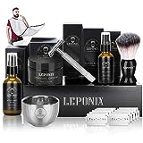 Kit rasatura Kit barba uomo, kit barba uomo professionale includere rasoio di sicurezza crema di sandali dopobarba uomo olio pre-rasatura pennello da barba e ciotola-Set regali uomo unico per lui