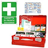 Gisinti Kit Cassetta Pronto Soccorso All.1 per Aziende con 3 o più Lavoratori Gruppo A e B + Cartello PVC 30x20 Cassetta Colore Arancio