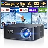 Proiettore【1200 ANSI/Google TV】, Netflix Ufficiale Proiettore 4K Supporto, PUTRIMS Autofocus/Keystone Nativo 1080P Full HD Smart Videoproiettore con Controllo Vocale 50% Zoom per telefono/Home Cinema