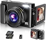 Fotocamera Digitale,Fotocamera 4K UHD con Scheda 32G, Fotocamera Vlogging da 48 MP con Schermo Flip a 180° e Lente UV, Fotocamera Compatta per Adolescenti, Principianti,Adulti