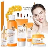 HASAIKA® Kit per la Cura Della Pelle alla Vitamina C, Crema Rassodante Idratante per la Pelle, con Detergente, Toner, Crema Viso, Siero per Donne,per una Pelle Luminosa e Radiosa