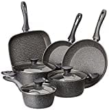 Tognana Mythos, Batteria di pentole e padelle, Set con 3 casseruole, 2 padelle, 1 grill, 3 coperchi, 9 Pezzi, Alluminio, Grigio